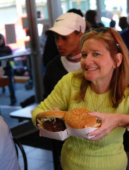 customer with burgers