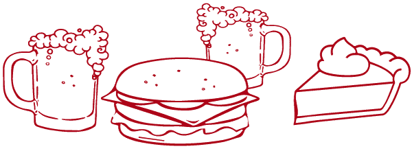 root beer burger and pie drawing